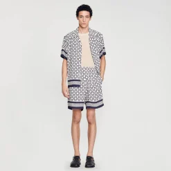 Sandro Paris Calças E Bermudas-Bermuda Com Estampa Square Cross