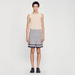 Sandro Paris Calças E Bermudas-Bermuda Com Estampa Square Cross