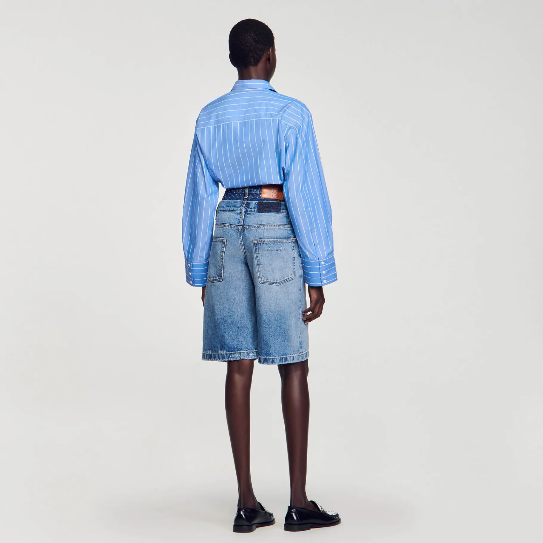 Sandro Paris Saias E Shorts-Bermuda Jeans Com Cintura Dupla