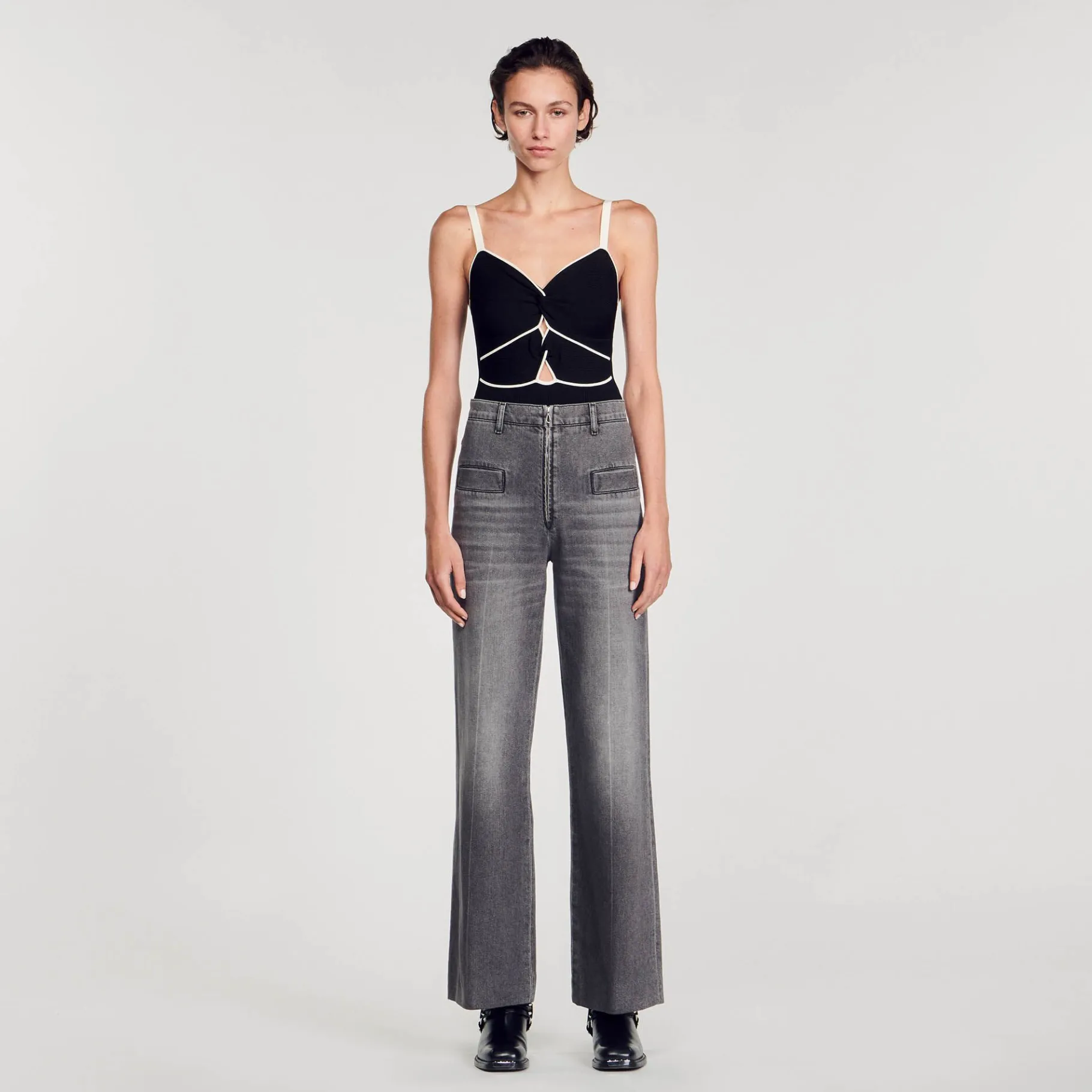 Sandro Paris Tops E Camisas-Body De Malha Bicolor