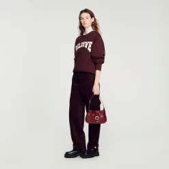 Sandro Paris Bolsas De Ombro-Bolsa Baguete De Couro Certificada