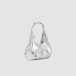 Sandro Paris Bolsas De Ombro-Bolsa Baguete Metalica De Couro