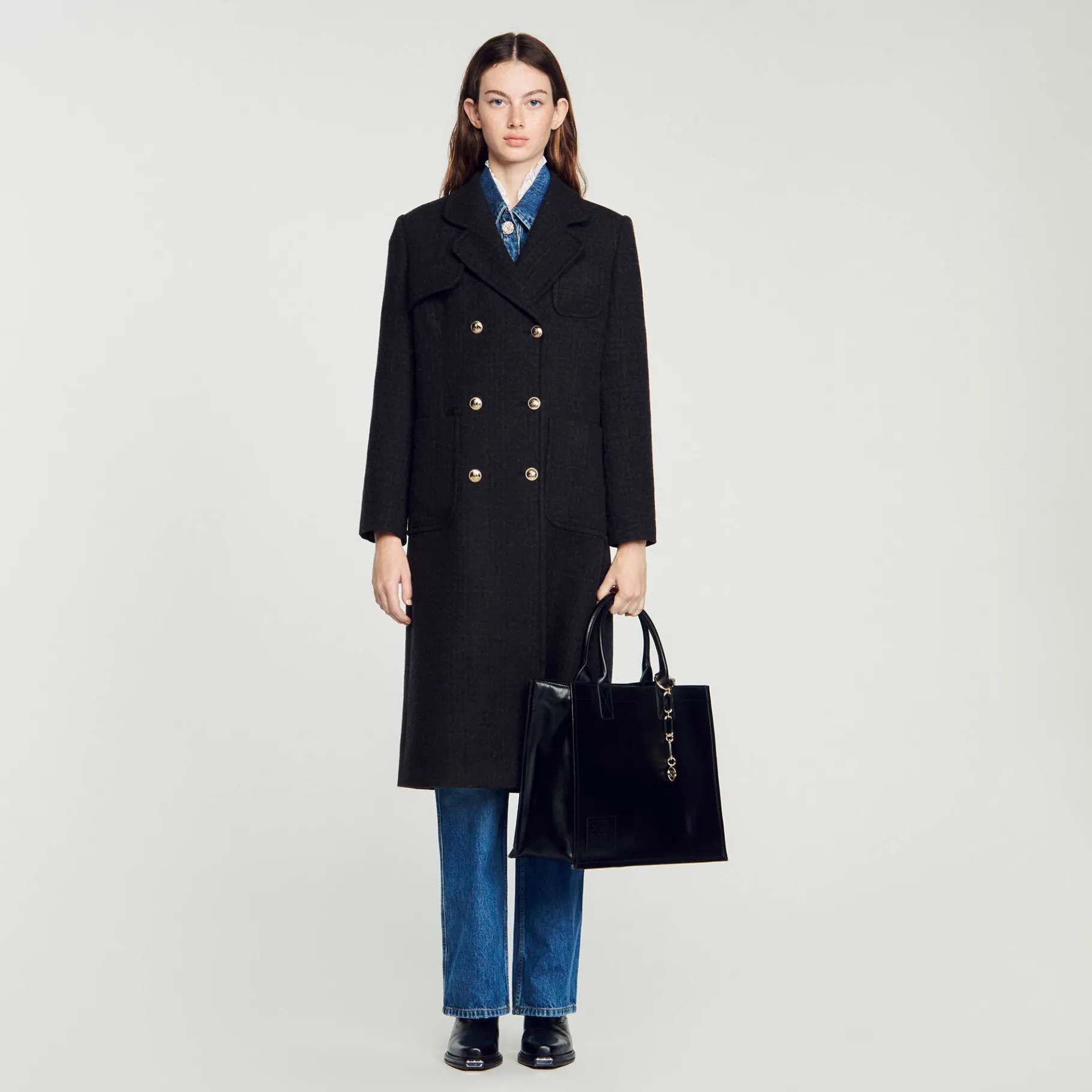 Sandro Paris Sacolas-Bolsa De Compras Em Couro De Curtume Certificada