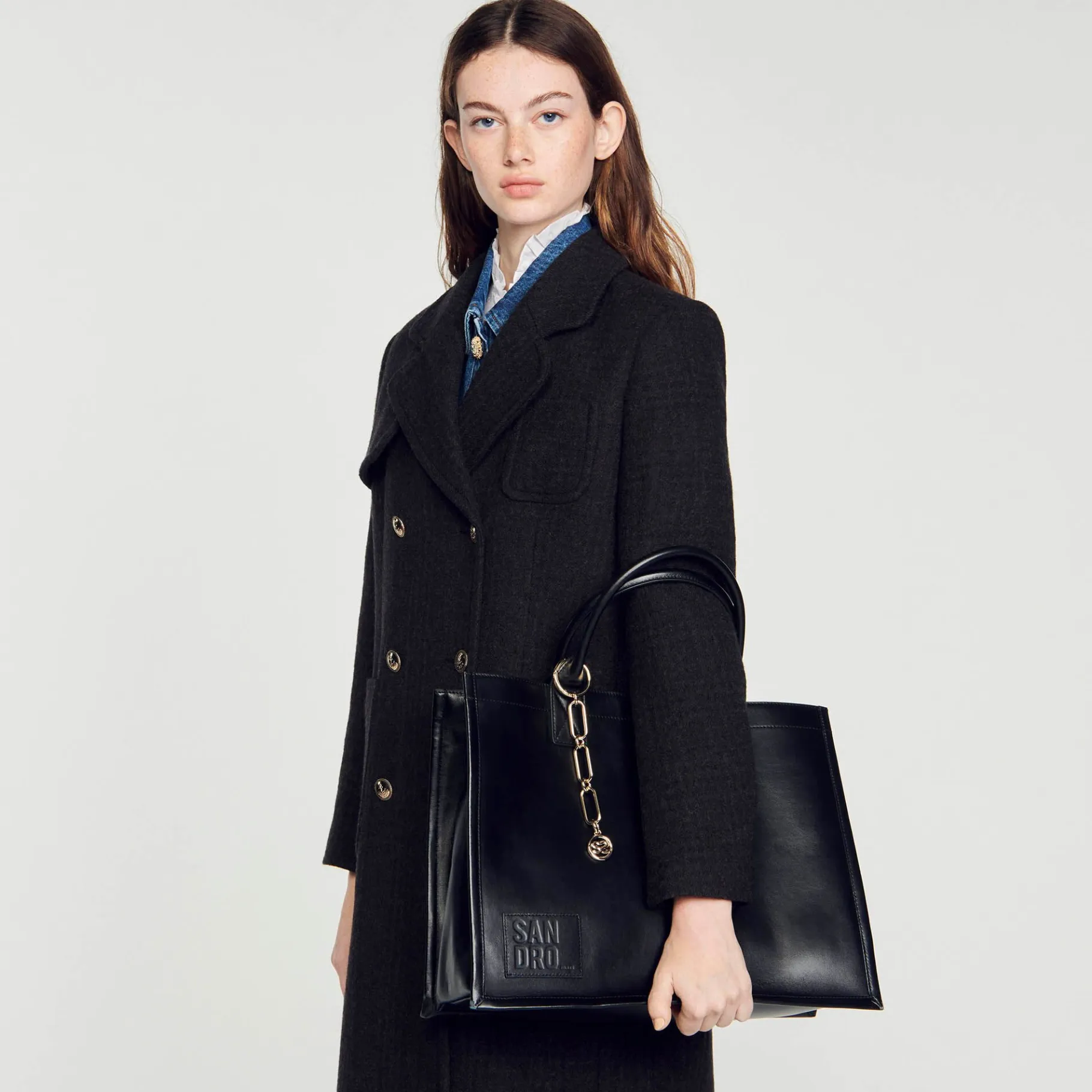 Sandro Paris Sacolas-Bolsa De Compras Em Couro De Curtume Certificada