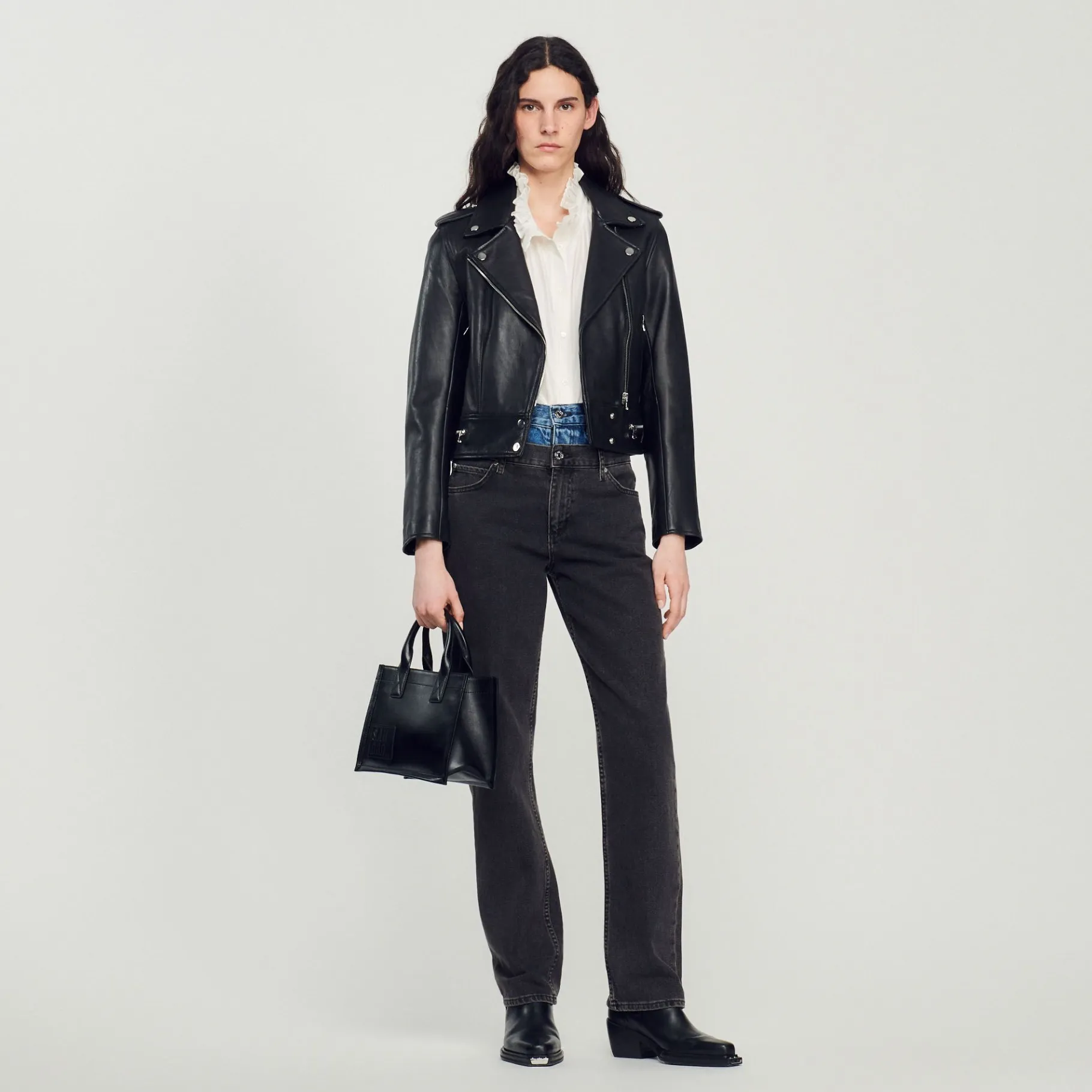 Sandro Paris Sacolas-Bolsa De Compras Pequena Em Couro Certificado