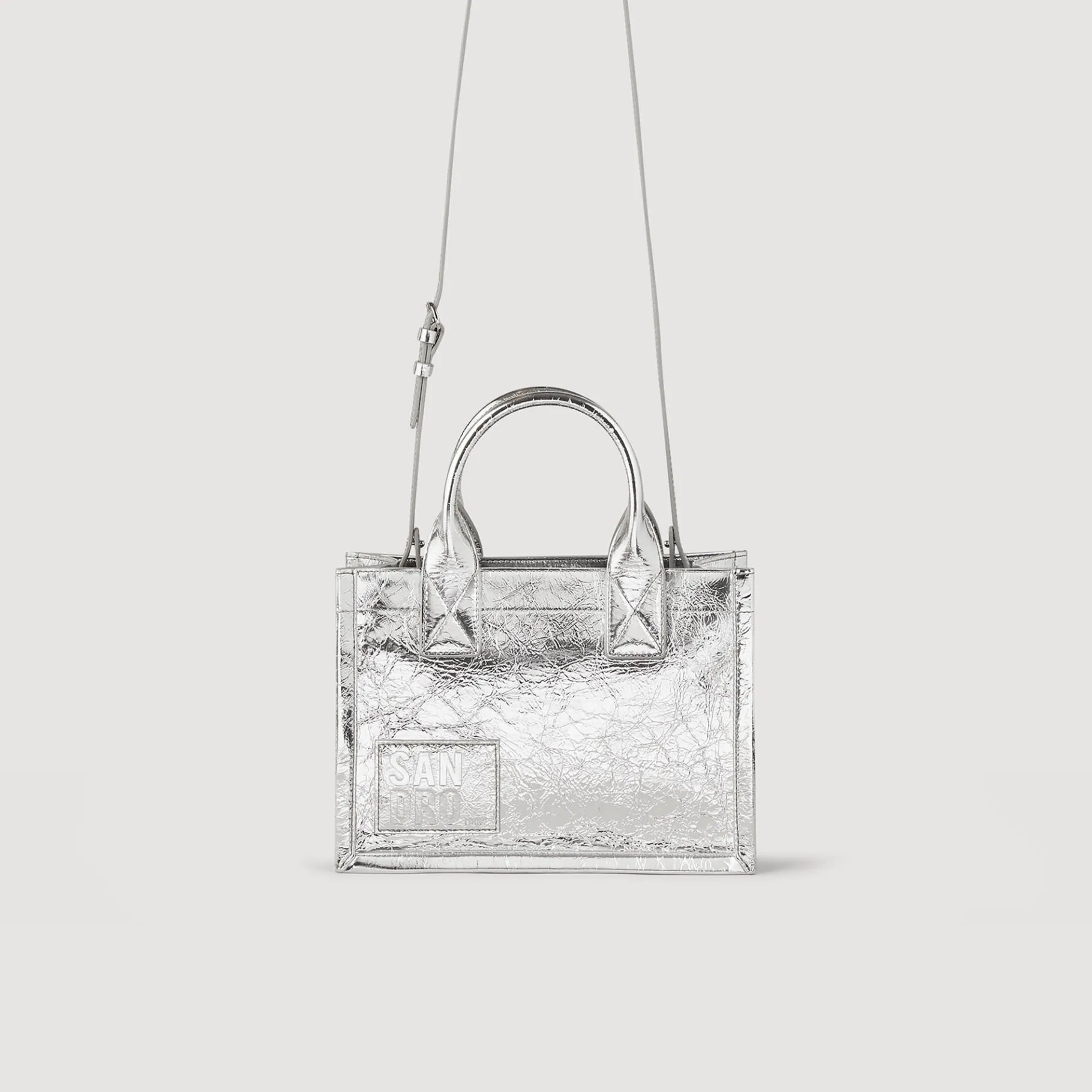 Sandro Paris Sacolas-Bolsa Kasbah Pequena De Couro Metalico