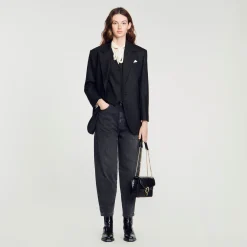 Sandro Paris Bolsas De Ombro-Bolsa Yza Em Couro De Curtume Certificado