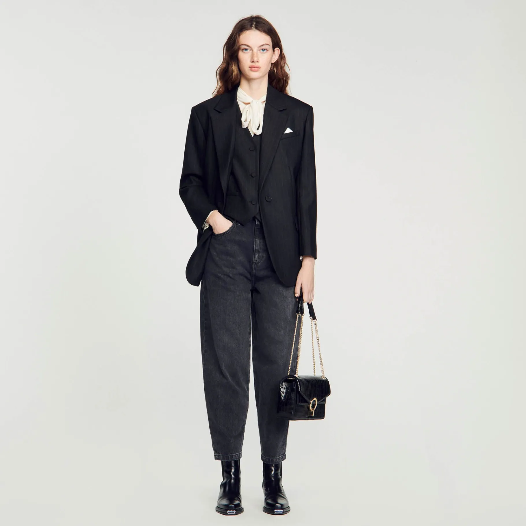 Sandro Paris Bolsas De Ombro-Bolsa Yza Em Couro De Curtume Certificado