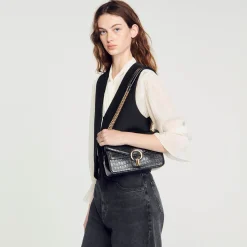 Sandro Paris Bolsas De Ombro-Bolsa Yza Em Couro De Curtume Certificado