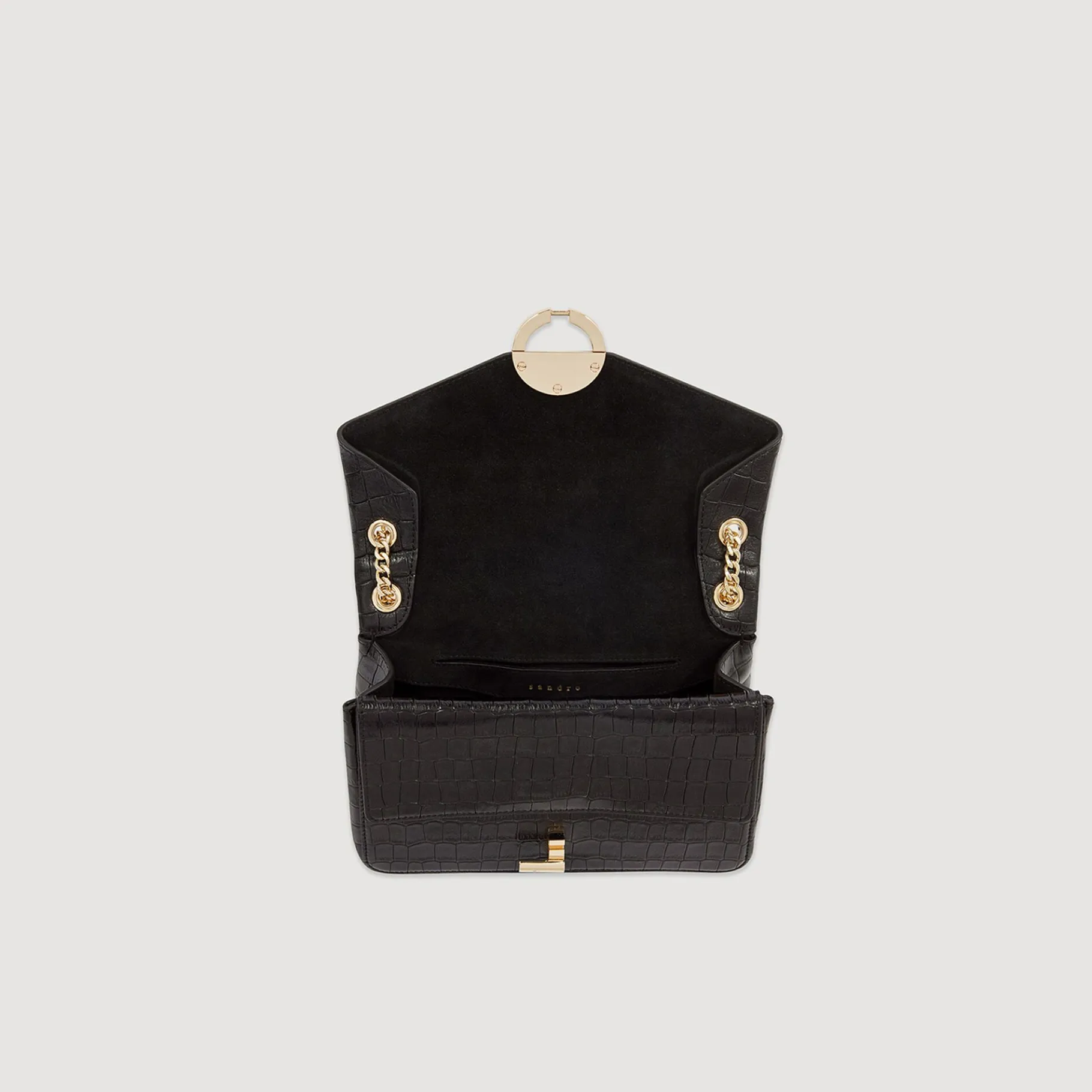 Sandro Paris Bolsas De Ombro-Bolsa Yza Em Couro De Curtume Certificado