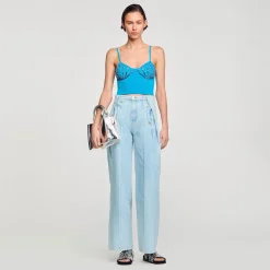 Sandro Paris Suéteres E Cardigans-Bustier Com Conchas De Strass