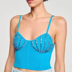 Sandro Paris Suéteres E Cardigans-Bustier Com Conchas De Strass