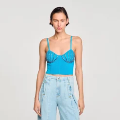 Sandro Paris Suéteres E Cardigans-Bustier Com Conchas De Strass
