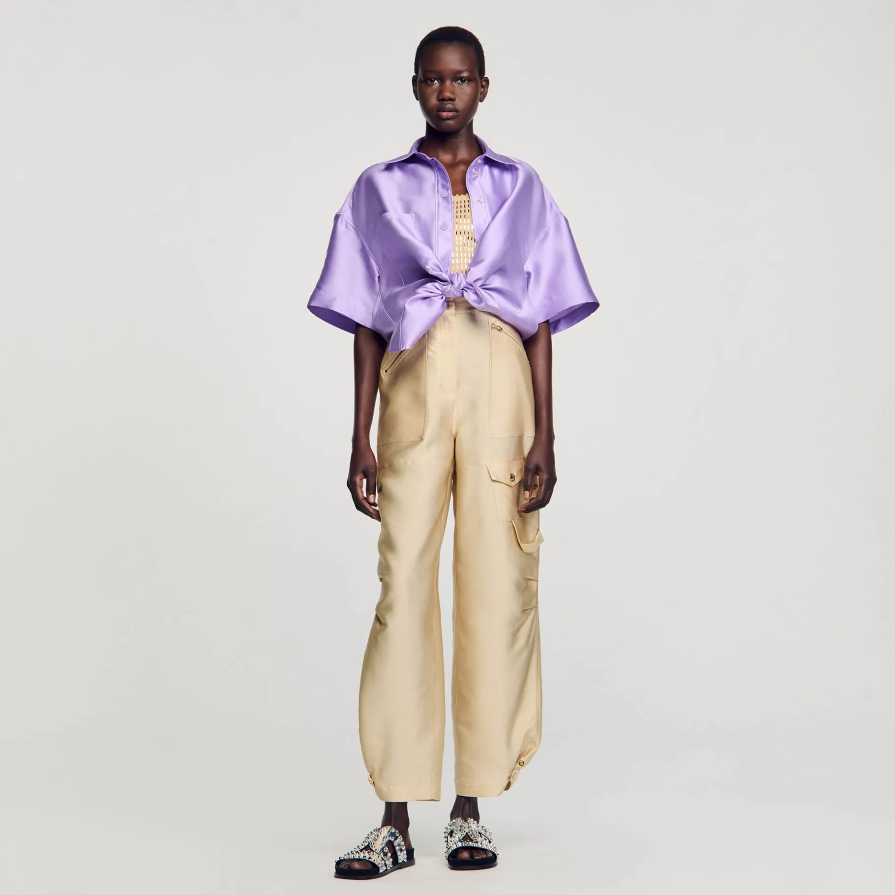 Sandro Paris Conjuntos-Calça Cargo De Cetim