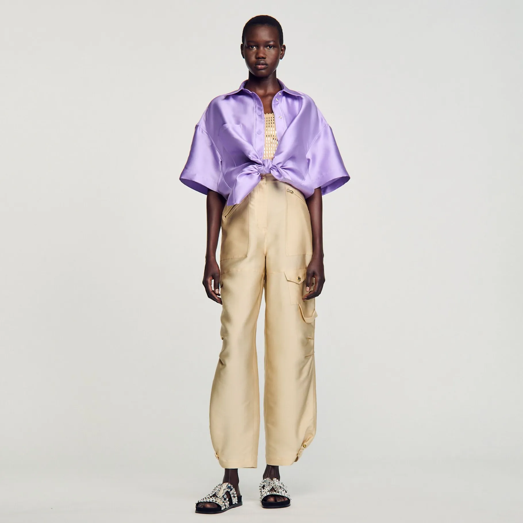 Sandro Paris Conjuntos-Calça Cargo De Cetim