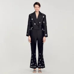 Sandro Paris Conjuntos-Calça De Cetim Com Lantejoulas