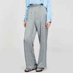 Sandro Paris Conjuntos-Calça De Linho Com Detalhe De Strass