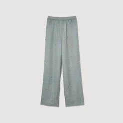 Sandro Paris Conjuntos-Calça De Linho Com Detalhe De Strass