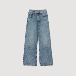 Sandro Paris Vaqueiros-Calça Jeans Larga Com Coracoes De Strass