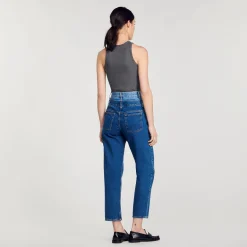 Sandro Paris Vaqueiros-Calça Jeans Mom Fit Trompe L'Oeil