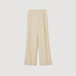 Sandro Paris Se Adequa-Calça Listrada Fluida E Larga