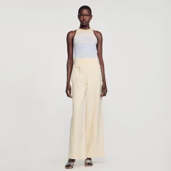 Sandro Paris Se Adequa-Calças Largas Com Pregas