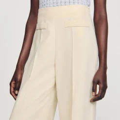 Sandro Paris Se Adequa-Calças Largas Com Pregas