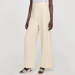 Sandro Paris Se Adequa-Calças Largas Com Pregas