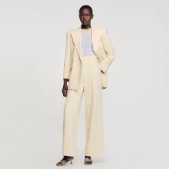 Sandro Paris Se Adequa-Calças Largas Com Pregas