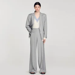 Sandro Paris Se Adequa-Calças Largas De Cintura Alta