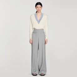 Sandro Paris Se Adequa-Calças Largas De Cintura Alta