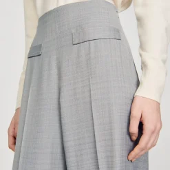 Sandro Paris Se Adequa-Calças Largas De Cintura Alta