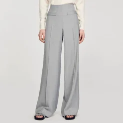 Sandro Paris Se Adequa-Calças Largas De Cintura Alta