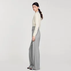 Sandro Paris Se Adequa-Calças Largas De Cintura Alta