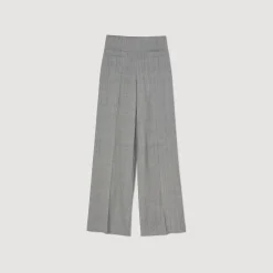 Sandro Paris Se Adequa-Calças Largas De Cintura Alta