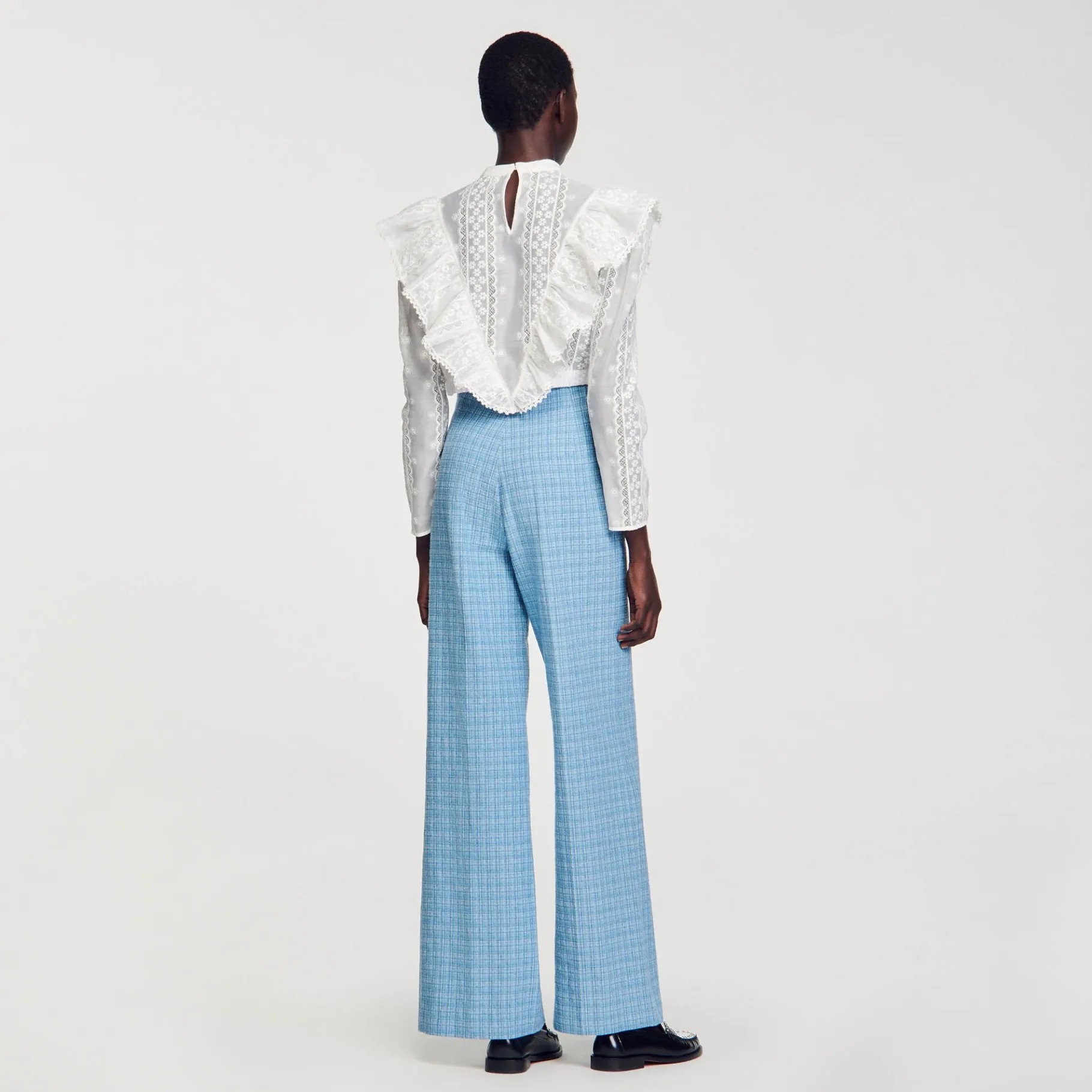 Sandro Paris Se Adequa-Calças Largas De Tweed