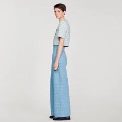 Sandro Paris Se Adequa-Calças Largas De Tweed