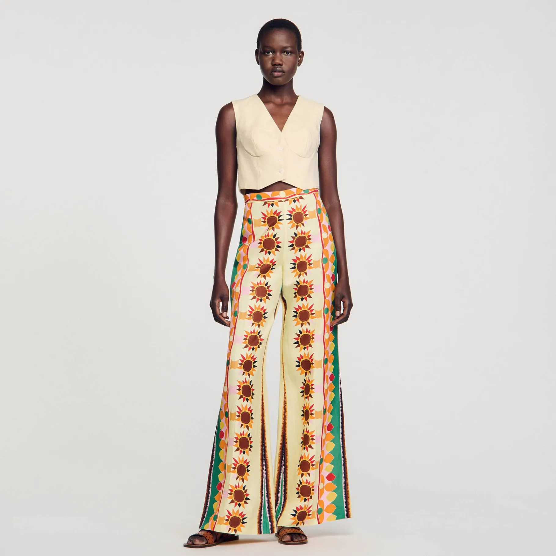 Sandro Paris Calça-Calças Largas Estampadas