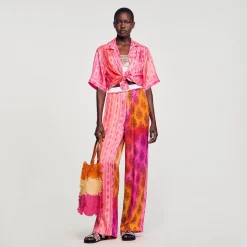 Sandro Paris Calça-Calças Largas Estampadas