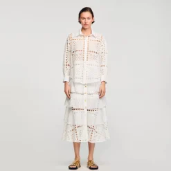 Sandro Paris Tops E Camisas-Camisa Com Bordado Ingles