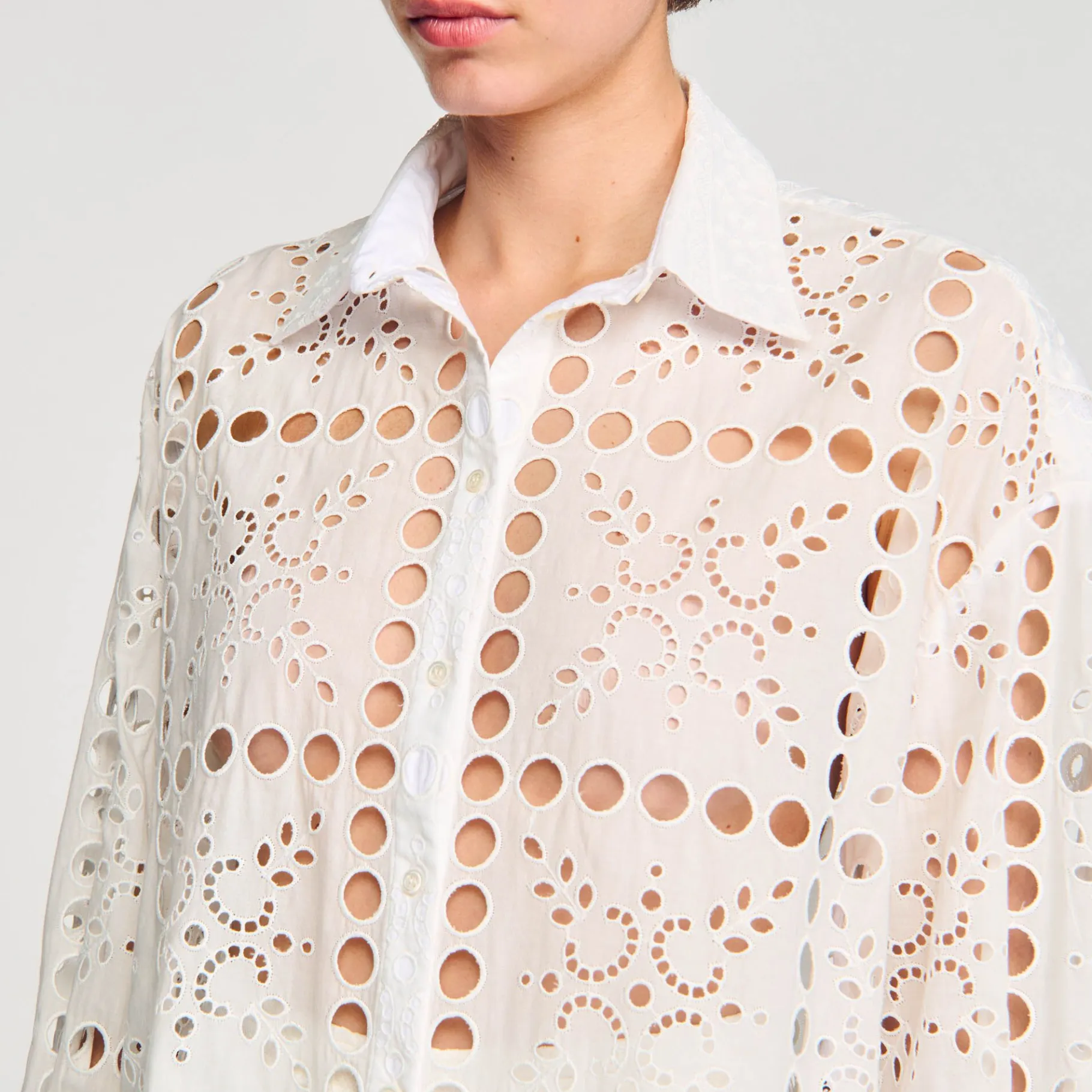 Sandro Paris Tops E Camisas-Camisa Com Bordado Ingles