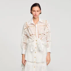 Sandro Paris Tops E Camisas-Camisa Com Bordado Ingles