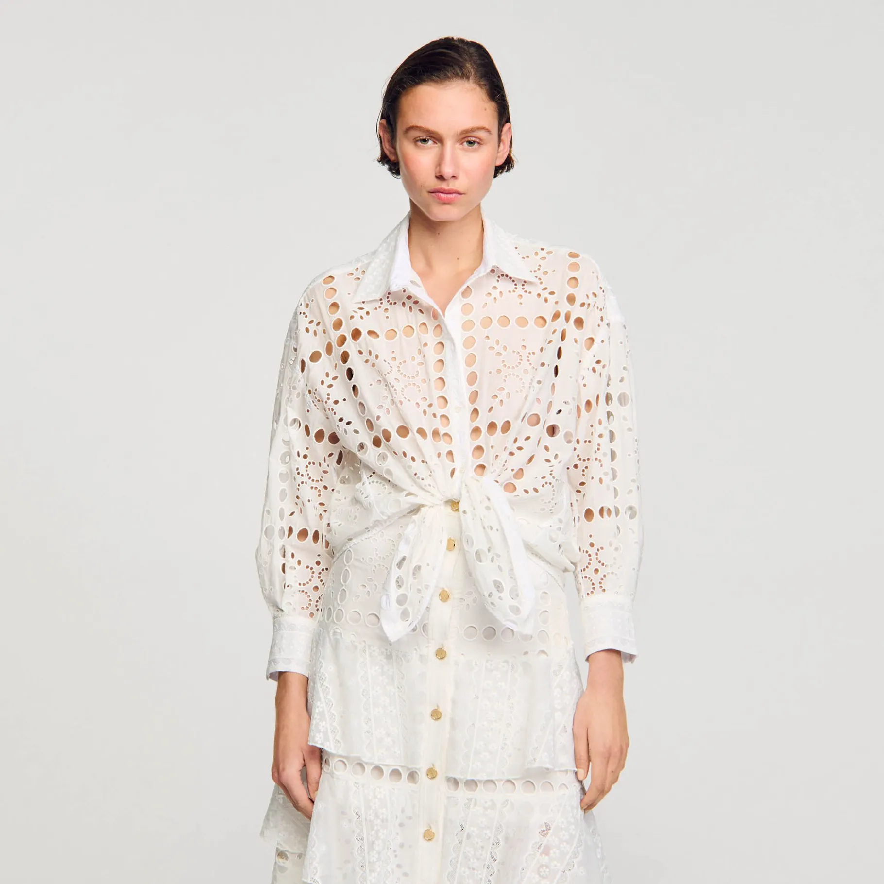 Sandro Paris Tops E Camisas-Camisa Com Bordado Ingles