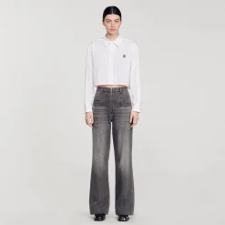 Sandro Paris Tops E Camisas-Camisa Curta De Popelina