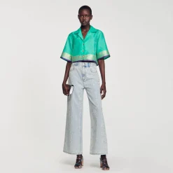 Sandro Paris Tops E Camisas-Camisa Curta Jacquard Com Strass