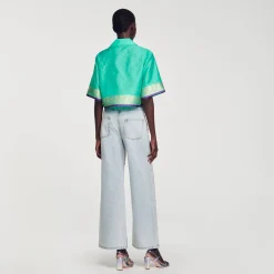 Sandro Paris Tops E Camisas-Camisa Curta Jacquard Com Strass