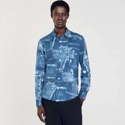 Sandro Paris Camisas-Camisa De Algodao Com Estampa De Retalhos