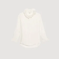 Sandro Paris Tops E Camisas-Camisa De Seda Com Gola Franzida