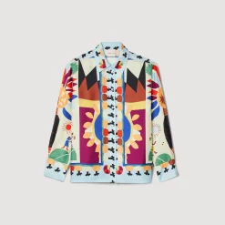 Sandro Paris Tops E Camisas-Camisa De Seda Estampada