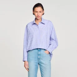 Sandro Paris Tops E Camisas-Camisa Decorada Com Coracoes De Strass